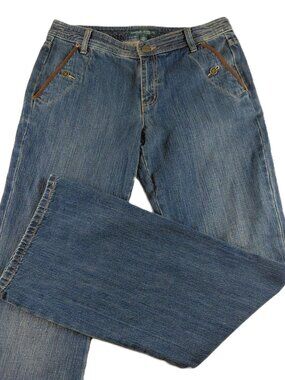 Lauren Ralph Lauren Mid Rise Bootcut Jeans Women's 8 Medium Wash Flap Pockets